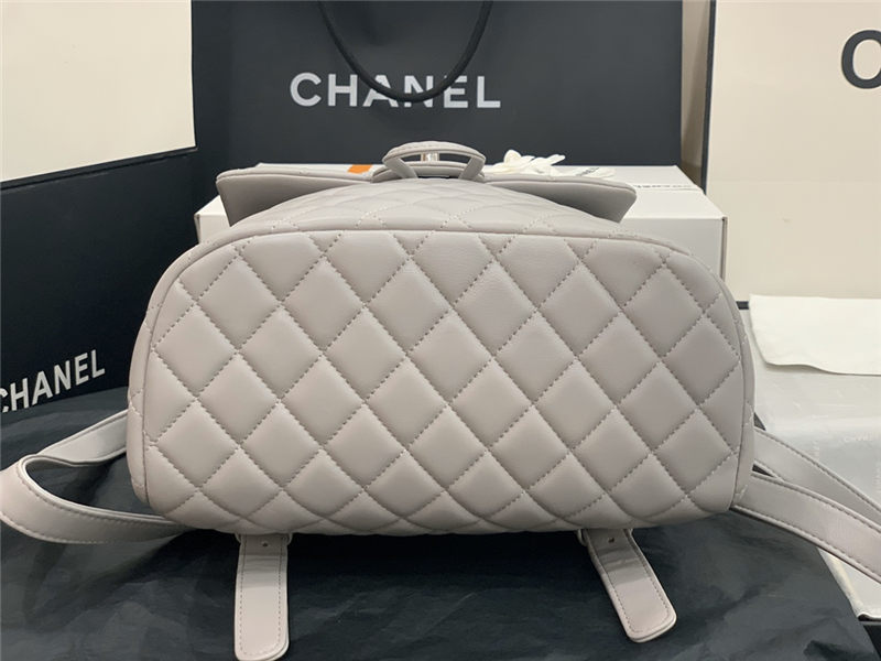 Chanel Medium Backpack Lambskin 91121 Silver-Metal Grey High