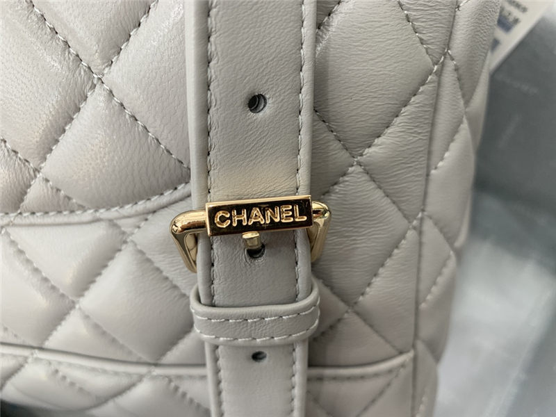 Chanel Medium Backpack Lambskin 91121 Gold-Metal Grey High