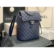 Chanel Medium Backpack Lambskin 91121 Silver-Metal Navy High