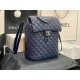 Chanel Medium Backpack Lambskin 91121 Silver-Metal Navy High