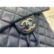 Chanel Medium Backpack Lambskin 91121 Silver-Metal Navy High