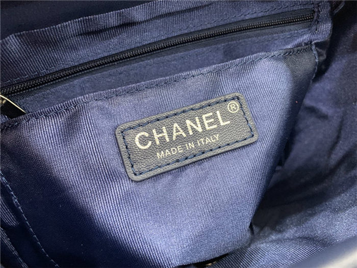 Chanel Medium Backpack Lambskin 91121 Silver-Metal Navy High