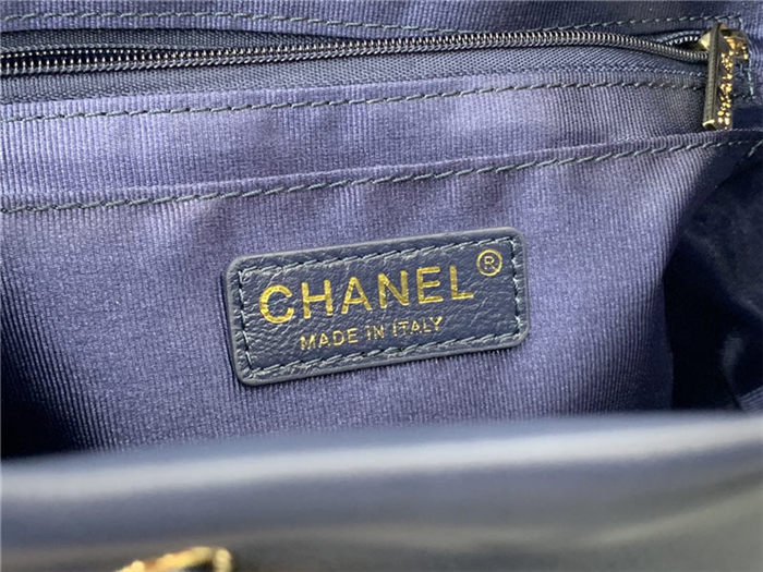 Chanel Medium Backpack Lambskin 91121 Gold-Metal Navy High