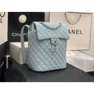 Chanel Medium Backpack Lambskin 91121 Silver-Metal Blue High