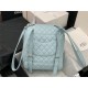 Chanel Medium Backpack Lambskin 91121 Silver-Metal Blue High