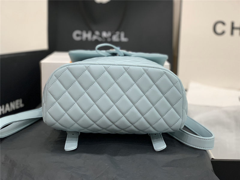 Chanel Medium Backpack Lambskin 91121 Silver-Metal Blue High