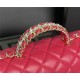 Chanel SMALL FLAP BAG With Top Diamond Handle Lambskin & Gold-Tone Metal AS4141 Fuchsia High