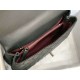 FLAP BAG WITH TOP HANDLE Grained Calfskin & Pewter-Tone Metal Black High