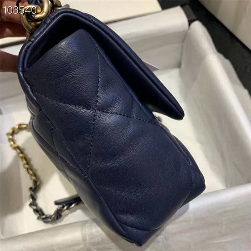 Chanel 19 Flap Bag Goatskin/Lambskin Navy High