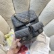 Chanel BACKPACK AS3860 Grained Shiny Calfskin & Gold-Tone Metal Grey A