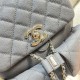 Chanel BACKPACK AS3860 Grained Shiny Calfskin & Gold-Tone Metal Grey A