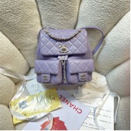 Chanel BACKPACK AS3860 Grained Shiny Calfskin & Gold-Tone Metal Purple A