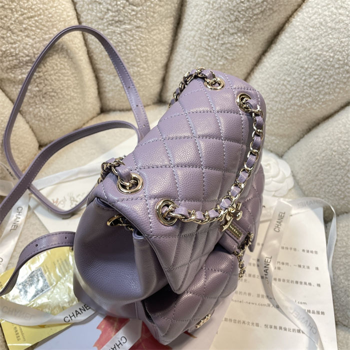 Chanel BACKPACK AS3860 Grained Shiny Calfskin & Gold-Tone Metal Purple A