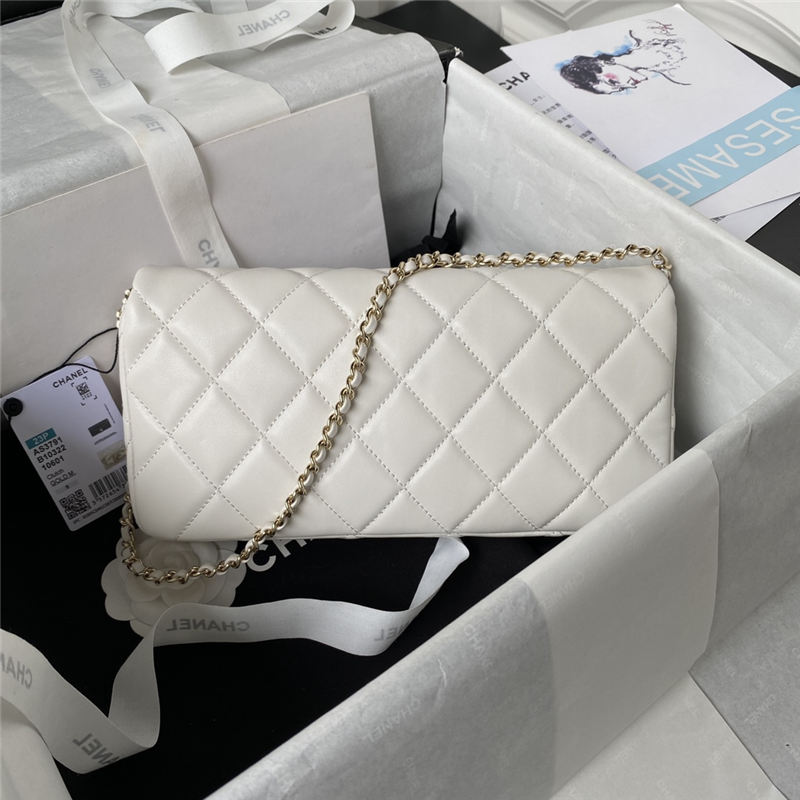 Chanel FLAP BAG AS3791 Lambskin & Gold-Tone Metal White High