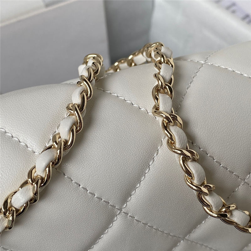 Chanel FLAP BAG AS3791 Lambskin & Gold-Tone Metal White High