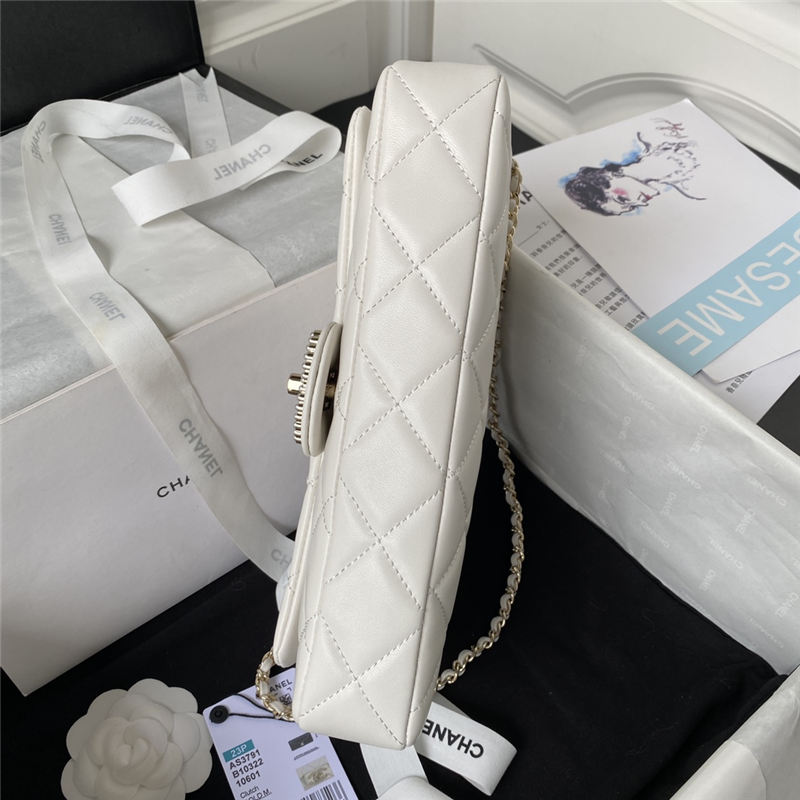 Chanel FLAP BAG AS3791 Lambskin & Gold-Tone Metal White High