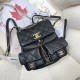 Chanel BACKPACK AS3860 Grained Shiny Calfskin & Gold-Tone Metal Black A