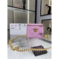 Chanel clutch with Chain Grained Calfskin Gold Metal AP3203 A