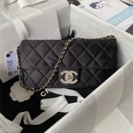 Chanel FLAP BAG AS3791 Fabric & Gold-Tone Metal Black High