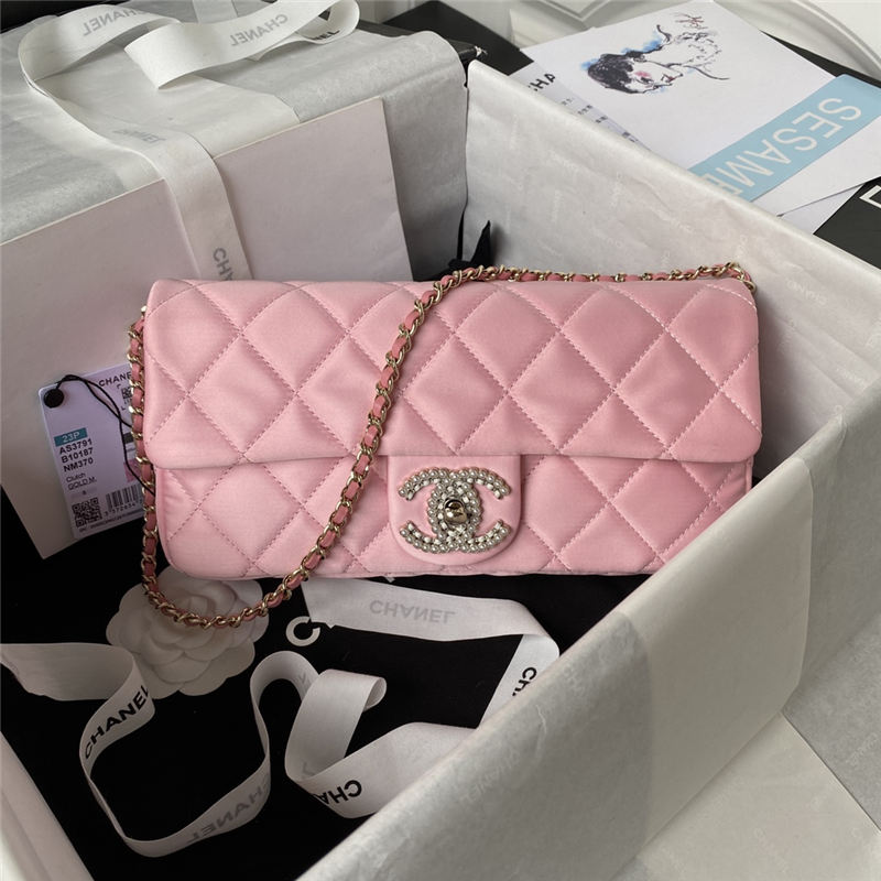 Chanel FLAP BAG AS3791 Fabric & Gold-Tone Metal Pink High