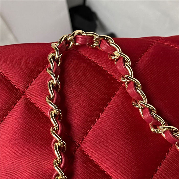 Chanel FLAP BAG AS3791 Fabric & Gold-Tone Metal Red High