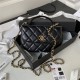 Chanel FLAP BAG With Top Handle AP3367 Shiny Aged Calfskin & Gold-Tone Metal Black High