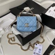 Chanel CLUTCH WITH CHAIN Grained Calfskin Enamel & Gold-Tone Metal AP2758 A