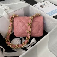 SMALL FLAP BAG AS3214 Lambskin & Gold-Tone Metal Pink A