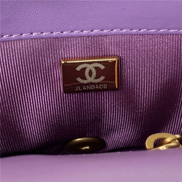 SMALL FLAP BAG AS3214 Lambskin & Gold-Tone Metal Purple A