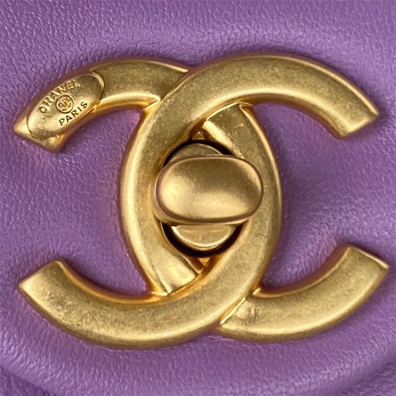 SMALL FLAP BAG AS3214 Lambskin & Gold-Tone Metal Purple A