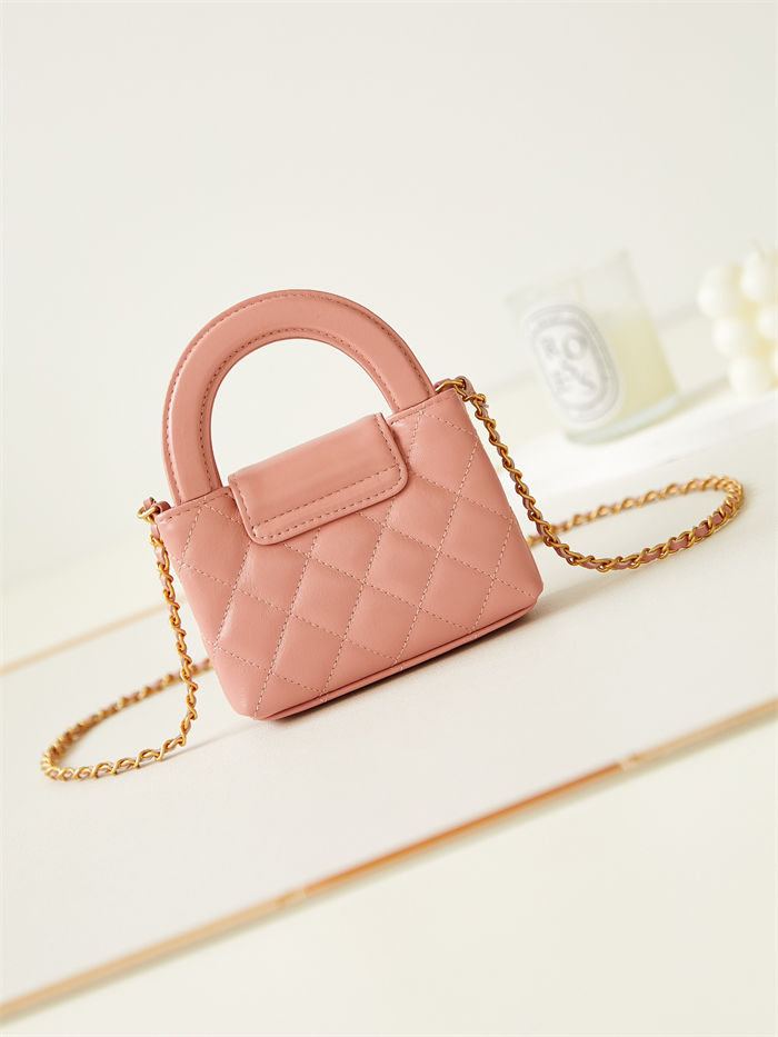 Chanel CLUTCH WITH CHAIN AP3435 Shiny Aged Calfskin & Gold-Tone Metal Pink High