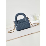 Chanel CLUTCH WITH CHAIN AP3435 Shiny Aged Calfskin & Gold-Tone Metal Grey Blue High