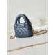 Chanel CLUTCH WITH CHAIN AP3435 Shiny Aged Calfskin & Gold-Tone Metal Grey Blue High