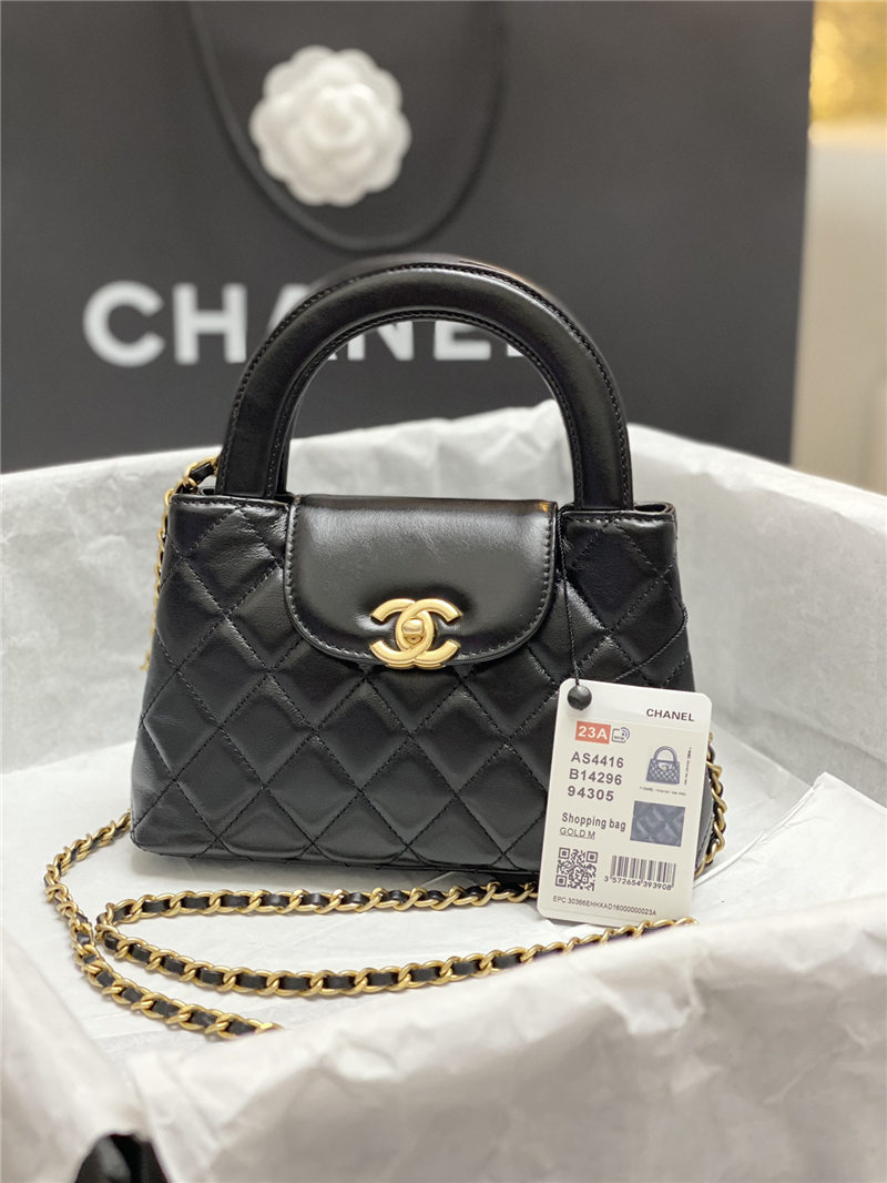 Chanel MINI SHOPPING BAG AS4416 Shiny Aged Calfskin & Gold-Tone Metal Black High