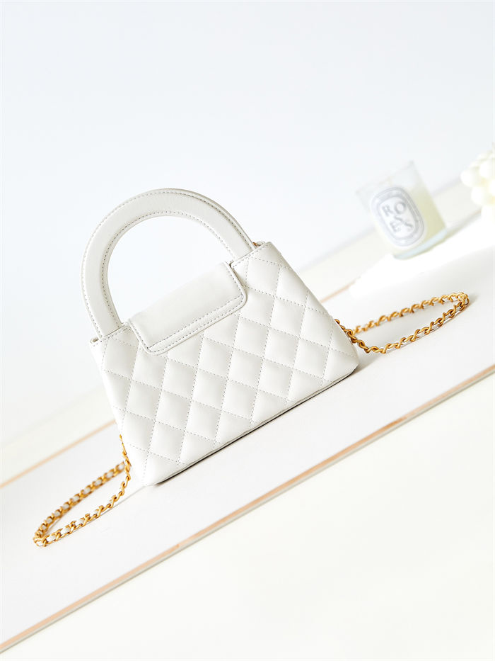 Chanel MINI SHOPPING BAG AS4416 Shiny Aged Calfskin & Gold-Tone Metal White High