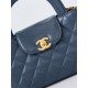 Chanel MINI SHOPPING BAG AS4416 Shiny Aged Calfskin & Gold-Tone Metal Grey Blue High