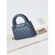 Chanel MINI SHOPPING BAG AS4416 Shiny Aged Calfskin & Gold-Tone Metal Grey Blue High