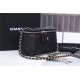 Chanel Vanity with Chain Grained Calfskin Silver Metal Black High