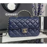 Chanel MINI FLAP BAG With Top Diamond Handle Lambskin & Gold-Tone Metal AS4140 Navy High