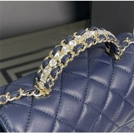 Chanel MINI FLAP BAG With Top Diamond Handle Lambskin & Gold-Tone Metal AS4140 Navy High