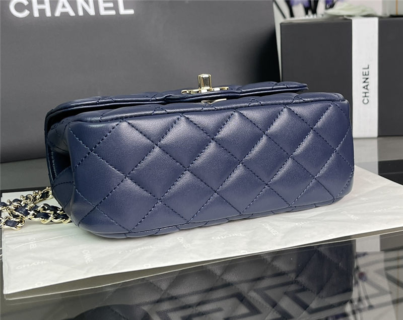 Chanel MINI FLAP BAG With Top Diamond Handle Lambskin & Gold-Tone Metal AS4140 Navy High