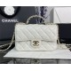 Chanel MINI FLAP BAG With Top Diamond Handle Lambskin & Gold-Tone Metal AS4140 White High