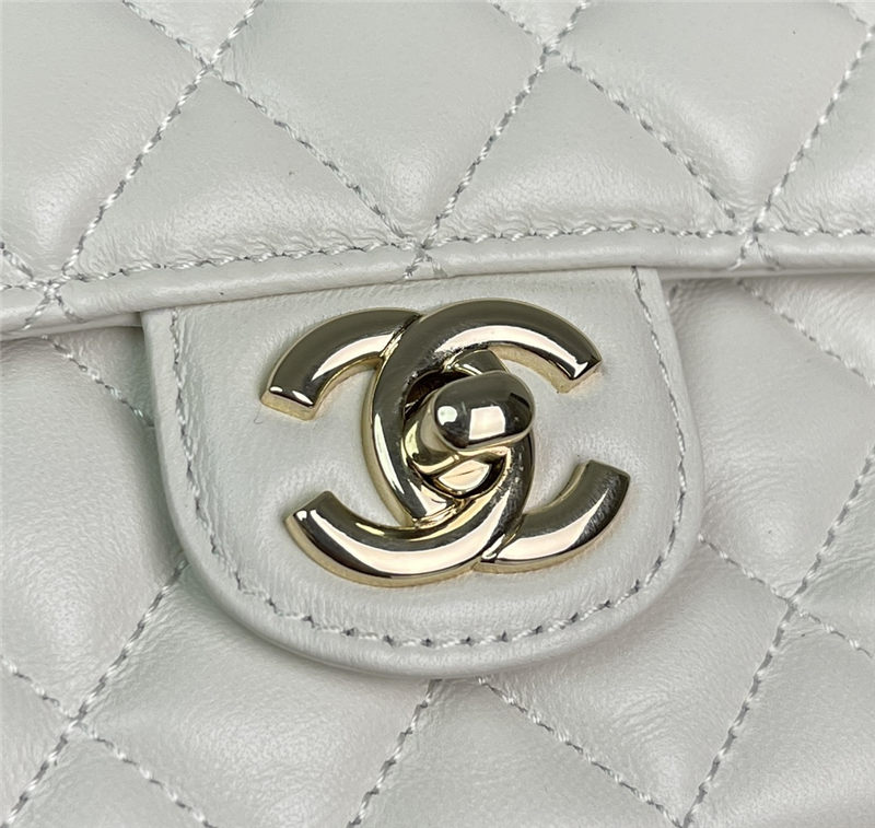 Chanel MINI FLAP BAG With Top Diamond Handle Lambskin & Gold-Tone Metal AS4140 White High