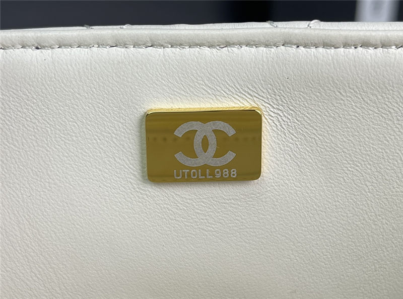 Chanel MINI FLAP BAG With Top Diamond Handle Lambskin & Gold-Tone Metal AS4140 White High