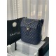 Chanel Large Backpack Lambskin 91122 Gold-Metal Navy High