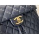 Chanel Large Backpack Lambskin 91122 Gold-Metal Navy High