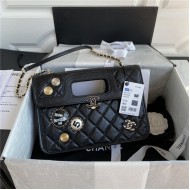 Chanel Handle Flap Bag With Charms Black High