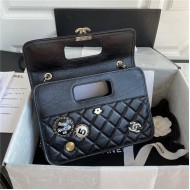 Chanel Handle Flap Bag With Charms Black High