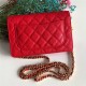 Chanel Wallet on Chain Grained Calfskin Red Gold Metal B