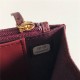 Classic Wallet on Chain A33814 Grained Calfskin Burgundy Gold Metal B